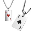 WLVinson Pack of 2 Spades Casino Outfit Men's Necklace Silver Necklace Pendant Men, Stainless Steel, No