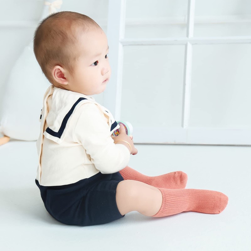 Calcetines de algodón sólido para bebés y niñas, Color sólido