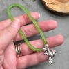 Lime Green Frosted Glass Bead Anklet with Silver Plated Frog