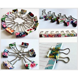 25mm Assorted Flower Design Metal Binder Foldback Clips Bulldog/Paper Clips/Binder Clips File Paper Money Receipts File Clamps, Planner Organiser Office, Store, Kitchen Multifunction Pcs (12 Clips)