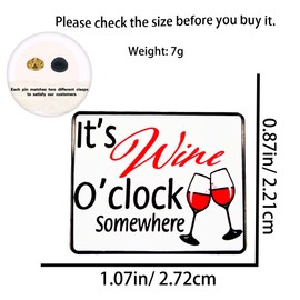Leraverppy Enamel Pin,It's Wine O'clock Somewhere Lapel Pin,Wine Glass Square Brooch Gift For Adults Office Workers Friends Family Humorous Badge,DIY Decor Denim Jacket Canvas Bag Backpack Accessory