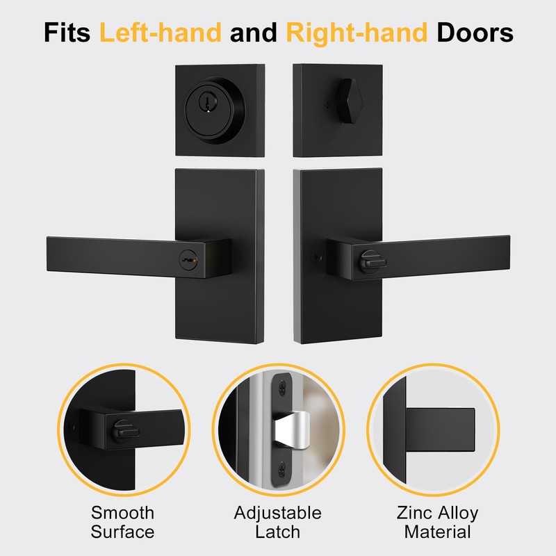 Newlaking Exterior Door Handle with Single Cylinder Deadbolt Lock