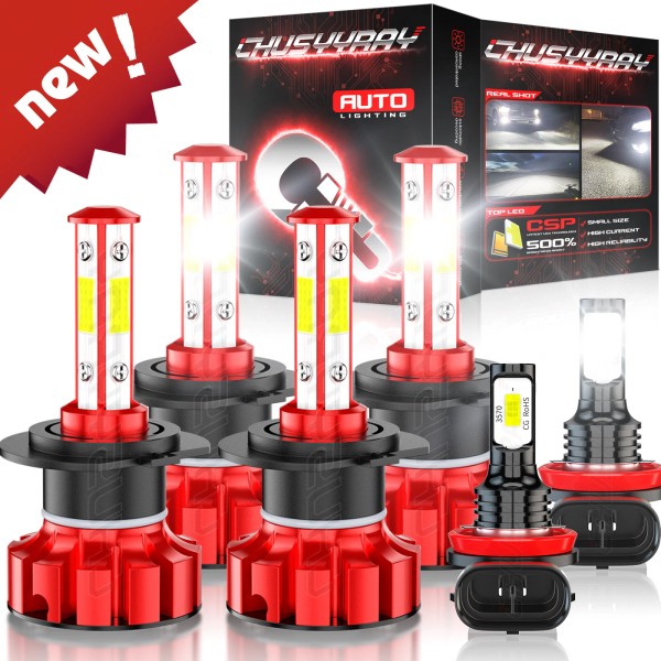 CHUSYYRAY 6x Combo H7+H7+H11 LED Headlight High Low Beam Fog