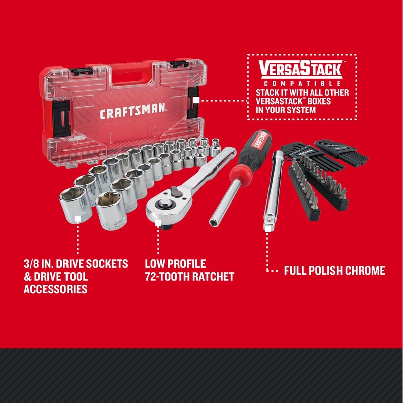CRAFTSMAN VERSASTACK 63 Piece Mechanics Tool Set with Hard Case,