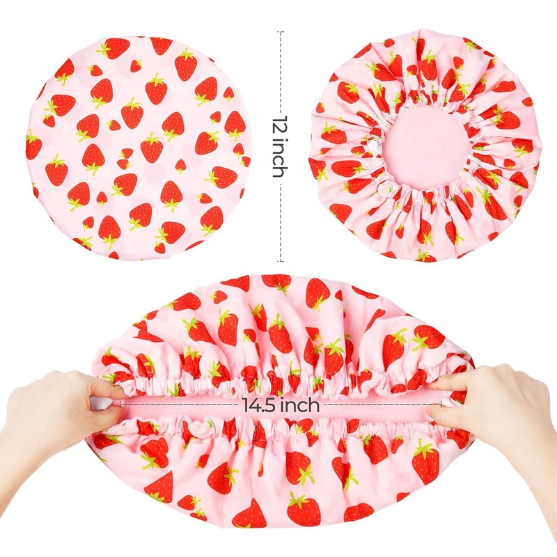 Shower Cap for Women Terry Lined Bath Cap Large Reusable