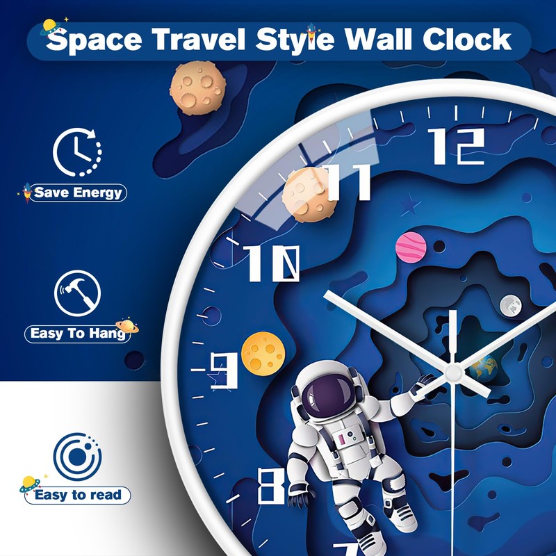 WEEKSUN 25 cm Children's Wall Clock, Silent Wall Clock, Easy