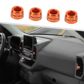 Jimen Compatible with Ford Bronco Sport 2021-2023, 4PCS Center Console Dash Air Vent AC Knob Cover Trim Ring (Orange)