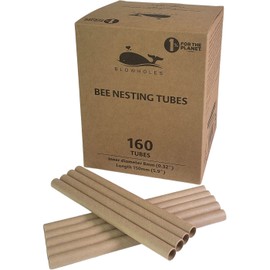 Blowholes 160 Pieces Mason Bee Tubes 5.9" Length, 0.32" Inner Diameter, Kraft Paper Bee Nesting Tubes, Paper Inserts for Mason Bee Houses