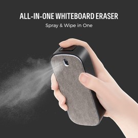 loukin All-in-One Dry Erase Eraser, Replaceable Whiteboard Eraser with Whiteboard Cleaner, Smart Glass Board Eraser for Classroom Home Office, 2 Pad Refills, 1 Magnetic Holder, 2 Markers, Black