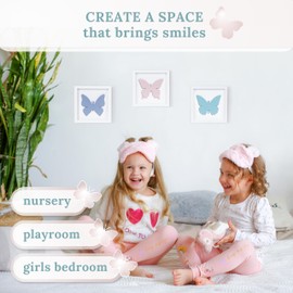 TideAndTales 3d Butterfly Room Decor for Girls, Framed Set of 3 (7”x 7”) Wooden Baby Girl Wall Decor for Nursery Wall Art, Butterfly Wall Decor, 3D Butterfly Decorations for Bedroom, Baby Girl Gifts