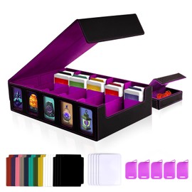 Mosa bear Card Storage Box with Commander Display 5-Row Deck Case with Removable Lid 3900+ Card Deck Box for MTG TCG Sports Card, 5 Toploaders, 5 Stoppers, 30 Dividers,1 Dice Tray