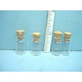 Handley Miniature Glass Bottle wi Cork (4) #MUL5554 Handley 1/12th Scale