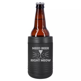 MIP Can Bottle Cooler Insulated Drink Holder Cat Face Need Beer Right Meow