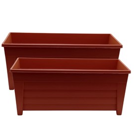 SIDSON 55cm Window Trough Planter – Large Rectangular Plastic Flower Pot for Indoor & Outdoor Use - Durable, Weather-Resistant & Lightweight - Perfect for Balcony Patio Garden & Herbs (2, Terracotta)