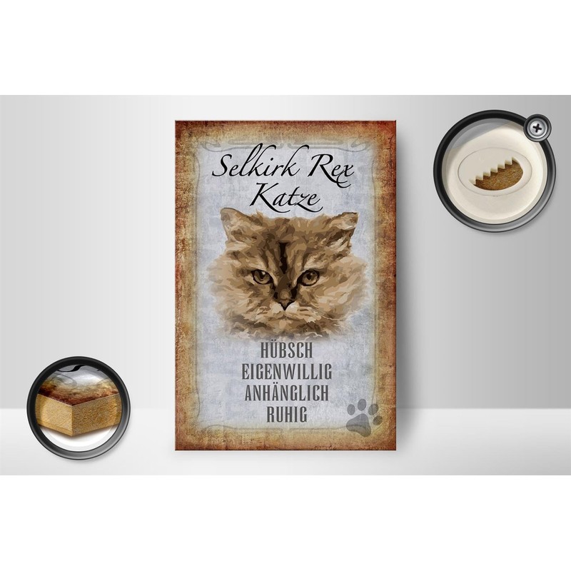 Wooden Sign Saying 12 x 18 cm Selkirk Rex Cat