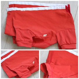 KUVEELA Pet Dog Clothing, Postoperative Wear, French Bulldog Pug, Long Sleeve, Alternative to Elizabeth Color, Male and Female, Castration, Contraception, Weaning, Wound Protection (Red, M)