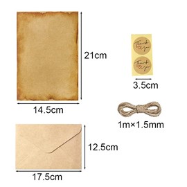 Tucireat Vintage Writing Paper with 20 Sheets and 10 Envelopes - Kraft Writing Paper - Brown - Vintage Style