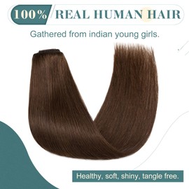 Elailite Bayalage Clip-In Real Hair Extensions, 8-Piece Set, 18 Clips, Straight, 20 cm, 45 g, #04 Medium Brown