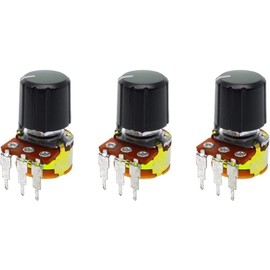 WARFEL Potentiometer 3PCS Single Potentiometer WH148 B10K B50K B100K B500K Small Curved feet with Switch Used for Amplifier Audio 5 (Size : 500K Ohm)