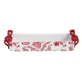 Mud Pie Christmas Bow Toile Cracker Dish