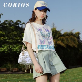 CORIOS Women's Shoulder Bag, Waterproof Nylon Handbag, Casual Tote Bag, Lightweight Handbag, Tote Bag, Multi-function Handbag for Work, Shopping, Travel, Everyday Use, White, Casual