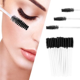 PROFICO Pack of 50 Disposable Eyelash Brushes, Eyelash Brush Set, Mascara Brush, Mascara Applicator, Eyelash Brush for Eyelash Extension, White - Black