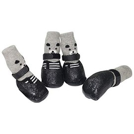 URBEST Dog Socks, Boots Shoes for Dogs Cat Socks Non-Slip Soles Adjustable Dog Cat Paw Socks Fit for Puppy and Small Dogs (M, Black)