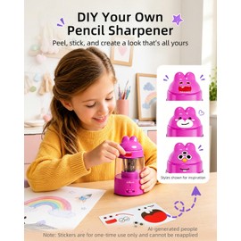 ZMOL Colored Pencil Sharpener for Kids Gift, Rechargeable Electric Pencil Sharpener, Portable Pencil Sharpeners for Battery Powered Cute Pink