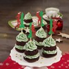 24Pcs Christmas Cupcake Toppers Red-green Glitter Pole Dancing Girl Cupcake