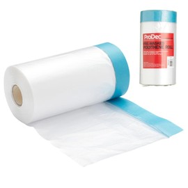 ProDec 180cm x 25m Pre-Masked Polythene Dust Sheet Roll, Dustproof and Waterproof Ideal for Covering and Protecting Floors and Furniture When Painting and Decorating