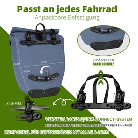 CEVISS Bicycle bag made of TPU for pannier rack, 28 L, waterproof, with reflectors, quick connect system with carrying and shoulder strap