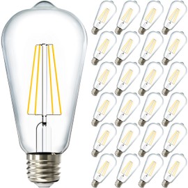 Sunco 24 Pack Edison Bulbs LED ST64, Clear Vintage Filament Waterproof Bulb, 800 LM, 8W (60W Equivalent), ST19, 3000K Warm White, E26 Medium Base, Decorative Dimmable UL