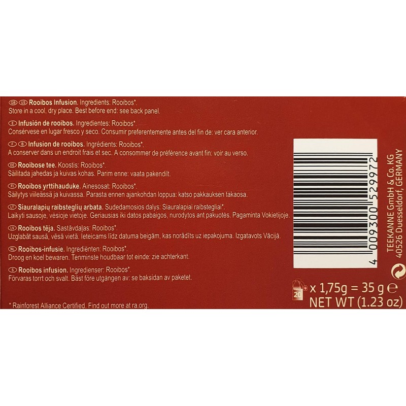 Teekanne Pure Rooibos Infusion Tea All Natural Sun Dried Rooibos
