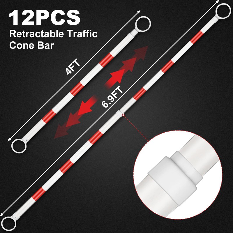 Huwena 12 Pcs Retractable Traffic Cone Bar Length from 4