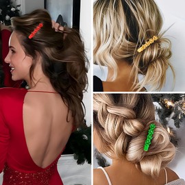 Christmas Bow Hair Clips Set - 4PCS Colorful Metallic Ribbon Hairpins, Festive Hair Accessories for Women