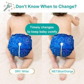 Reusable Cloth Diapers with Wetness Indicator, Swim Diaper, 1 Waterproof Skin Friendly Covers＆Insert One Size Adjustable Washable Diapers for Newborns, Baby (11-33 pounds, 0-3 Years, Cowboy)
