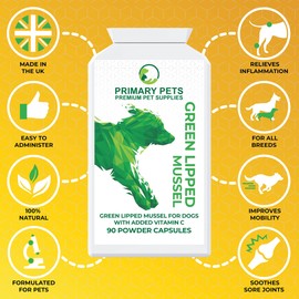Green Lipped Mussel for Dogs, Joint supplements for dogs, Pack of 90 Powder Capsules, Hip & Joint Care for Dogs, Containing Premium New Zealand, Mussel for Dogs Perfect, Dog Joint Supplements