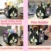 Entlityful Stained Glass Black Cat Flower Pot,Succulent Pots with Drainage,Unique