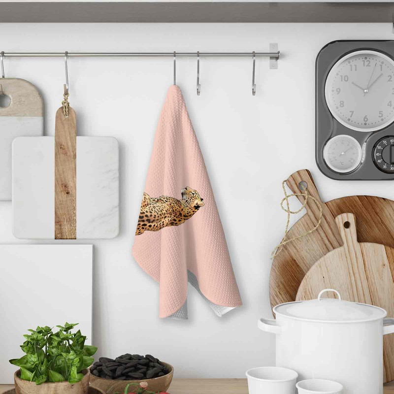 KTYHD Pink Leopard Ktichen Towels Set of 3, Pink Leopard