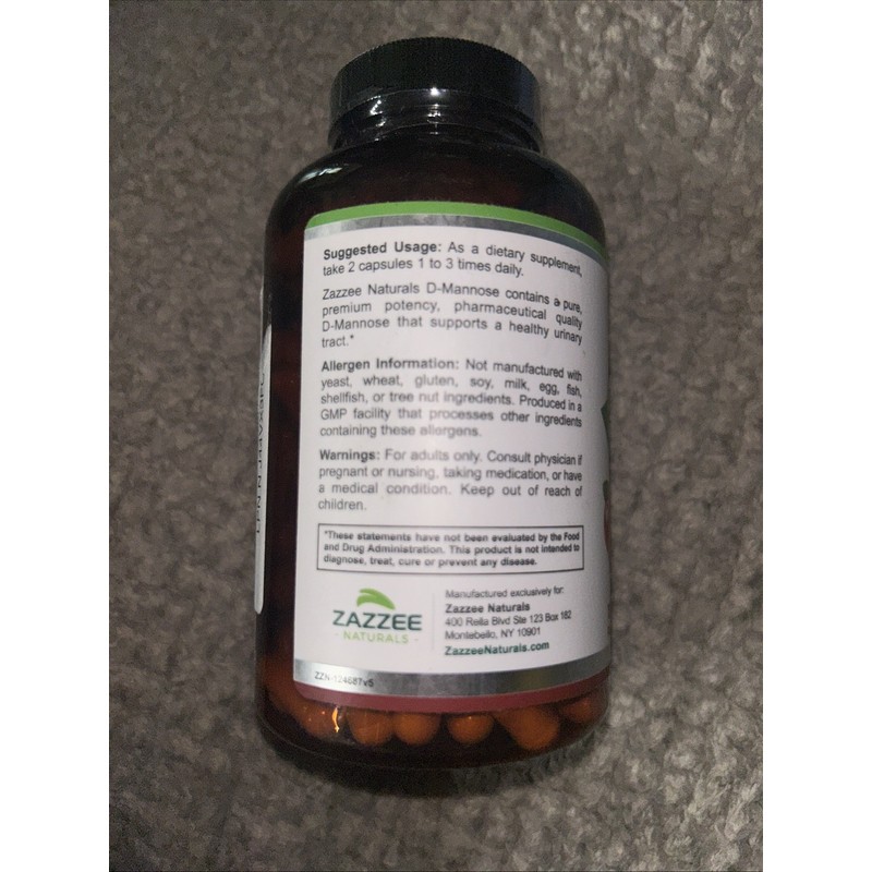 D-Mannose Capsules 180 Veggie Caps 1000mg 100% Pure UTI Relief