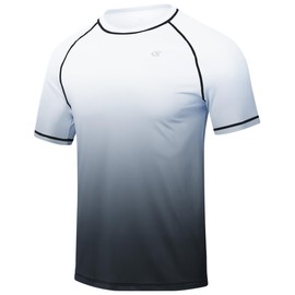 Huayuzh Men's UV Shirt Rash Guard T-Shirt Swimming Shirt Quick-Drying Lightweight Breathable Surfing Fishing Hiking Top, 3-gradient colour: grey
