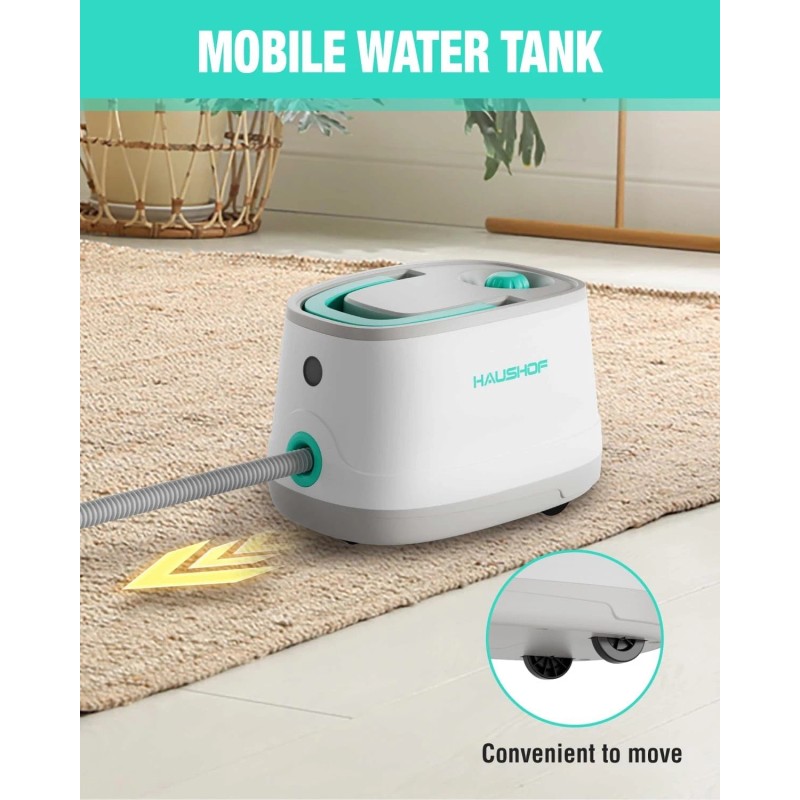 HAUSHOF 1500W Portable Steam Cleaner w/1.5L Tank and Wheels 4