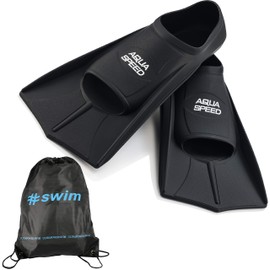 Aqua Speed Short Flippers For Adults And Children, High Tech Soft Training Flippers, Lightweight Short Flippers For Swimming Training, black, 39/40