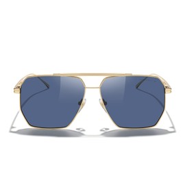 MERRY'S Oversized Polarized Square Sunglasses for Women Men Vintage Retro Shades UV400 Classic Large Metal Sun Glasses, Gold Frame/Blue Lens, Lens width: 60 millimeters
