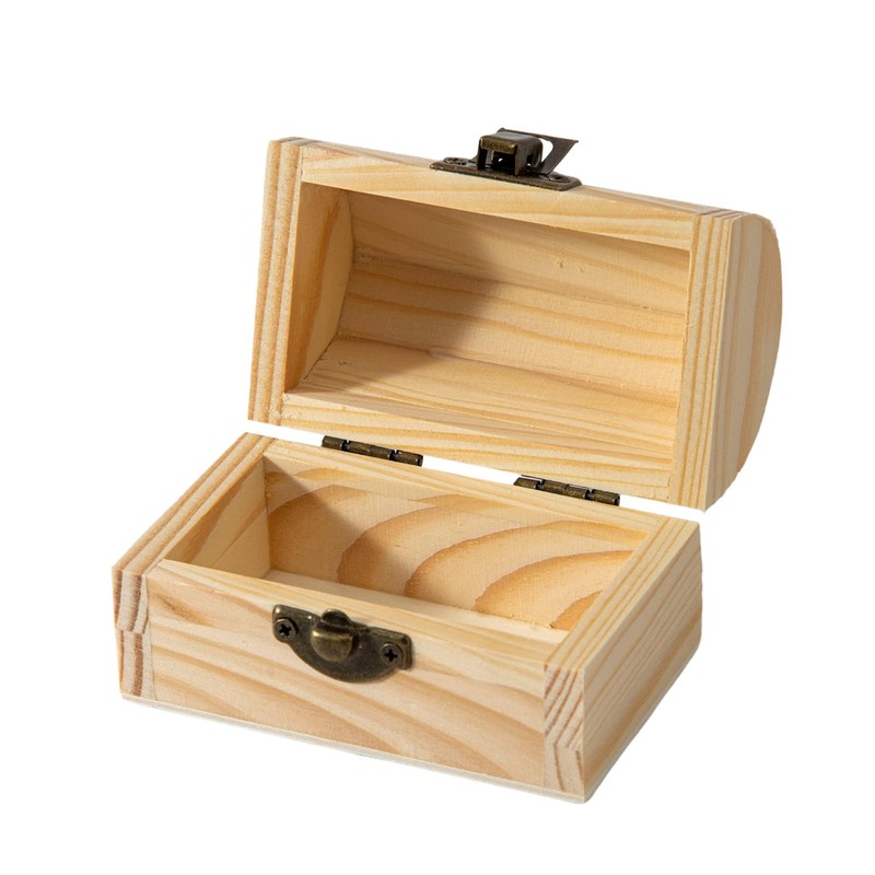 24 Piece Small Wooden Box Unfinished Wooden Treasure Box with