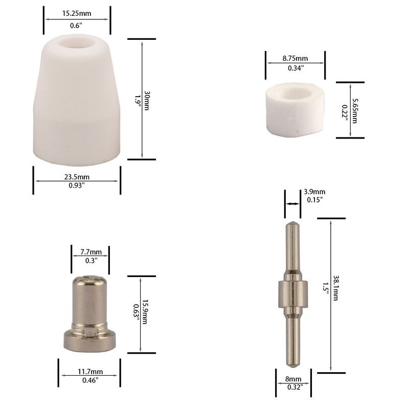 KERUE 60個 PT-31 ニッケルメッキ 拡張エアプラズマ切断ノズル電極消耗品 CUT-40 CUT-50D CT-312に適合