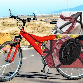 BULLSPANN 1 Paar Fahrrad Lenkerbänder, Kork Fahrrad Lenkerbänder, Fahrrad Lenkerband, EVA Fahrradlenker Wickel für Rennrad Mountainbike, Schwarz Rot Orange