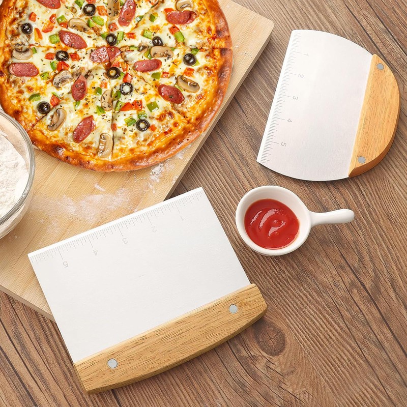 Dough Scraper, Stainless Steel, Pack of 2 Dough Scrapers with
