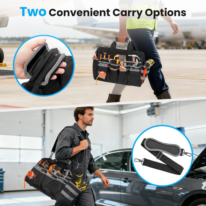 Heavy Duty Tool Bag, 17 Inch Tool Bags for Men