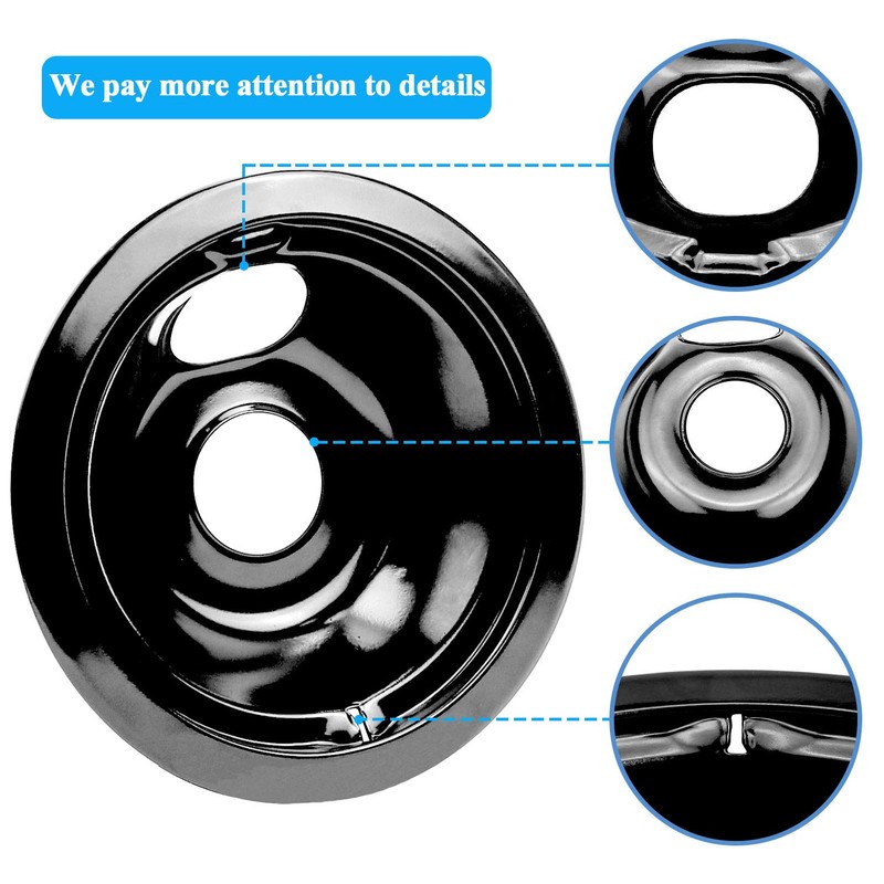 4 Pack Black Porcelain Burner Drip Pan By AMI PARTS